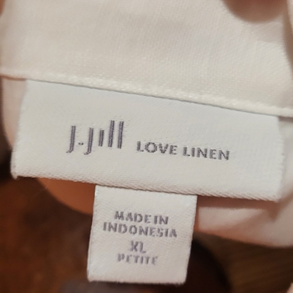 J Jill Love Linen White Collared Short Sleeve Button Down Shirt Dress Size XL P - Picture 3 of 5